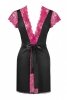 Szlafrok Kumiko LC 90428 Pink Rosses Collection Black Czarny LivCo Corsetti Fashion rozmiar - S/M